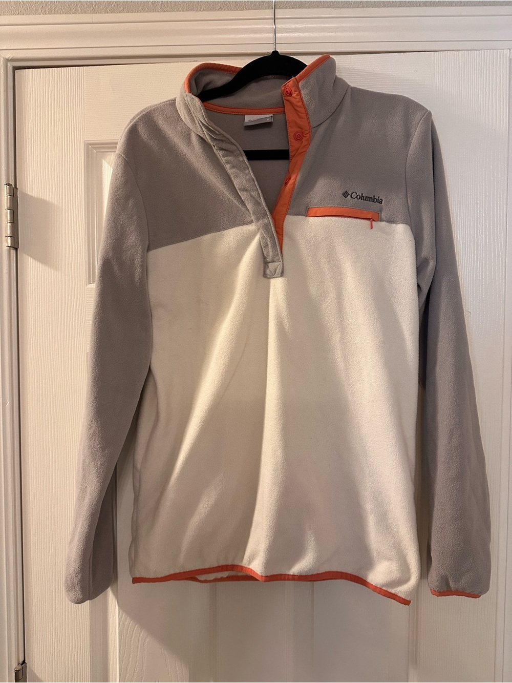 Columbia Men’s Gray, Cream & Orange Fleece Zip Pullover